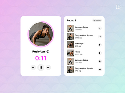 Fitness App Component - 2 of 3 app app design asd component count down fitness fitness app health list minimal ui mobile app mobile app ui sport sport app timer timer app ui ui kit ux workout