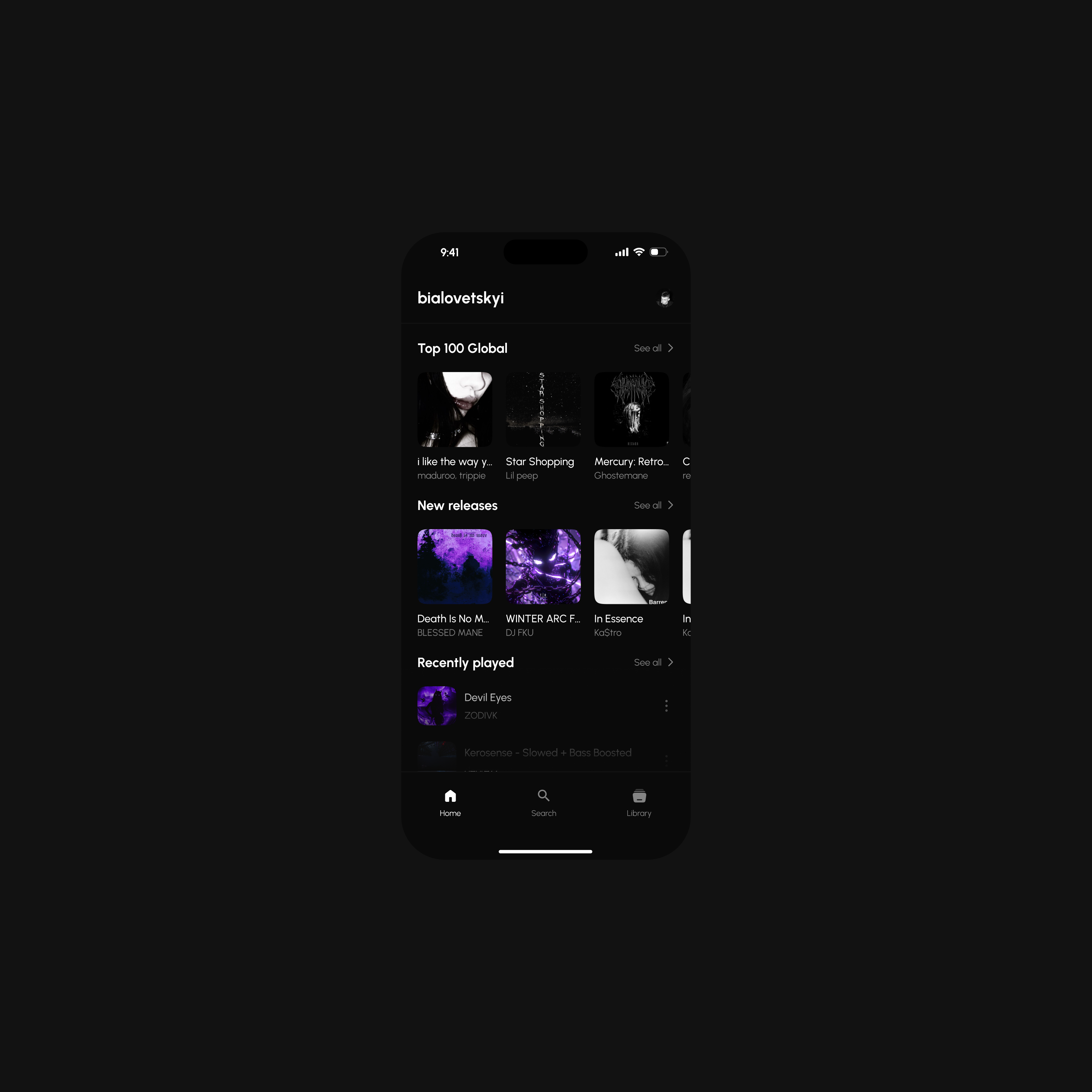 Music App Home Page - UI Design dribbbleshowcase