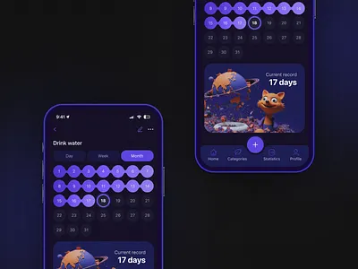 Habit Tracker App UI clean design daily habits habit tracker mobile app product design productivity progress statistics ui design ux water tracker wellness