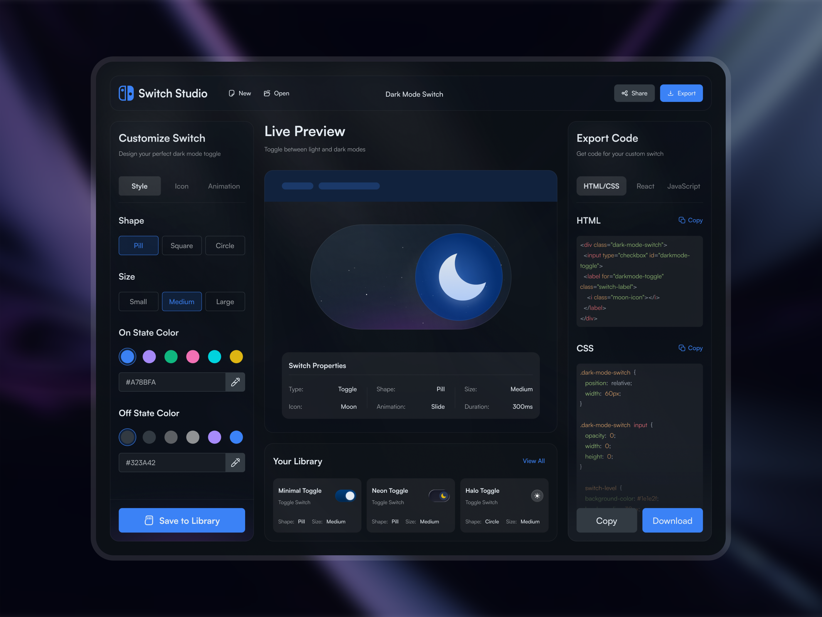 Switch Studio — Dark Mode Toggle Generator Image 1