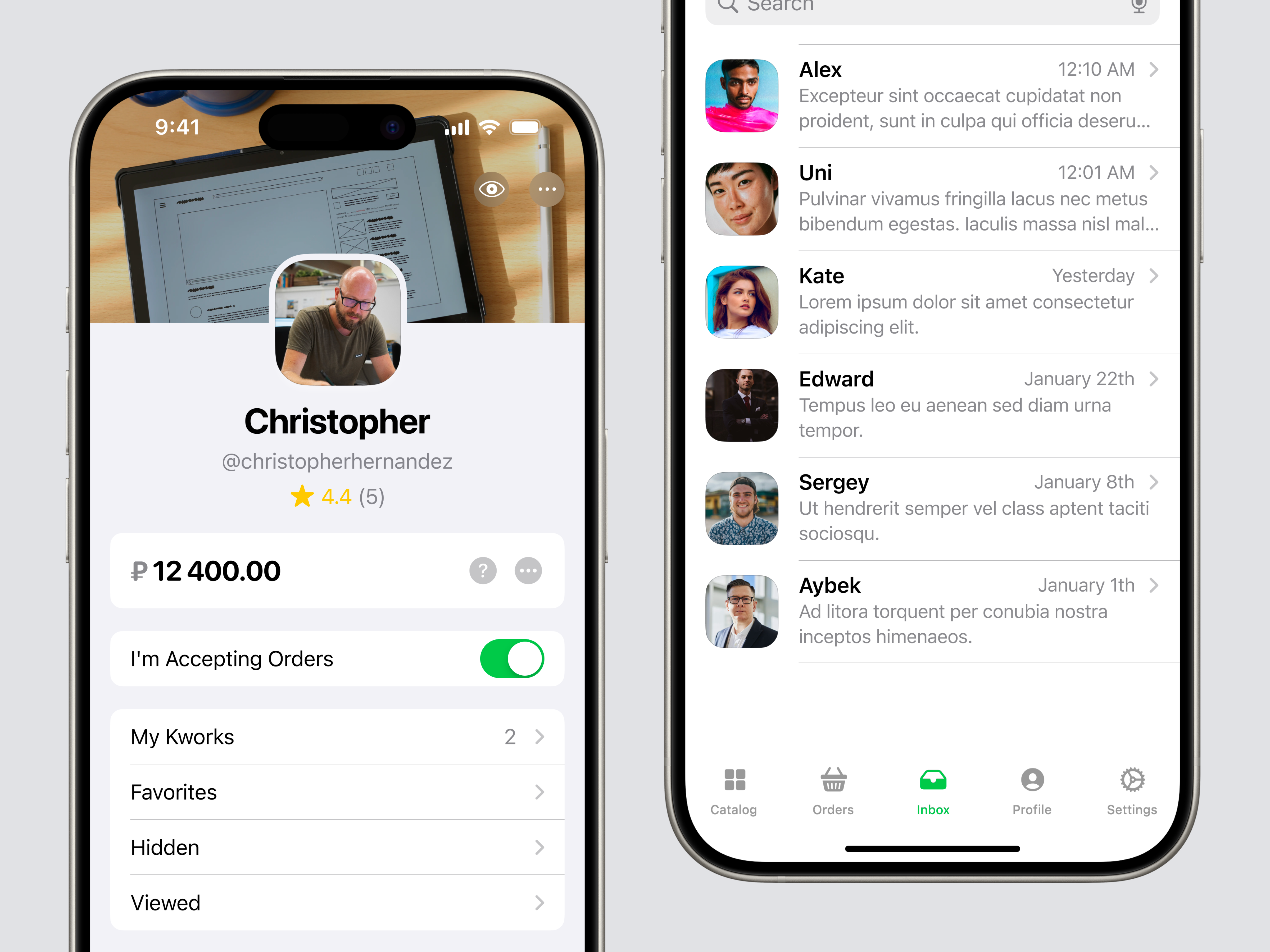 Kwork iOS App Redesign Concept app design concept design graphic design human interface mobile design redesign ui ux