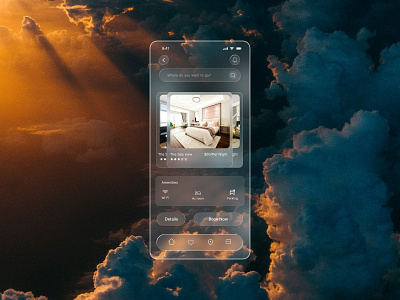3D mobile UI Design for hotel booking app 3d appdesign appsdesign branding cleanscreen dailyui figma glassmorphism graphic design hotelbooking interfacedesign motion graphics travelapp ui ui design uxdesign
