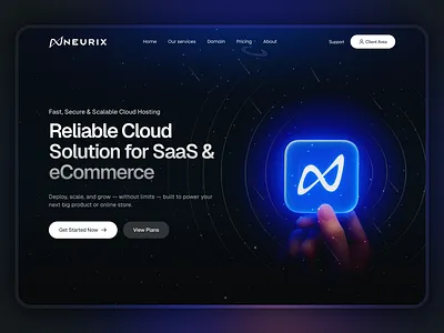 Cloud Solution Hero for SaaS & eCommerce cloud dark darkmood hero hosting landing page saas site solution ui web website