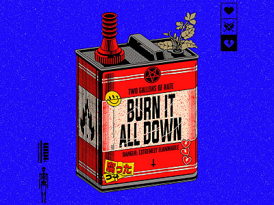 Burn it all down! book cartoon cd character cover design fire graphic design illustration music old red retro vector vintage vinyl