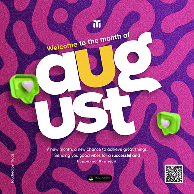 Happy New Month - Welcome to August august branding flyer graphic design new month social media