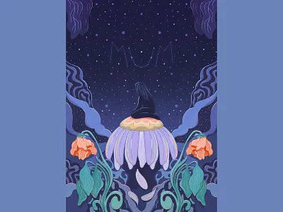 The Abyss abyss emotion flowers illustrated scene illustration illustrator lively scout mum nostalgia procreate psychedelic sky stars