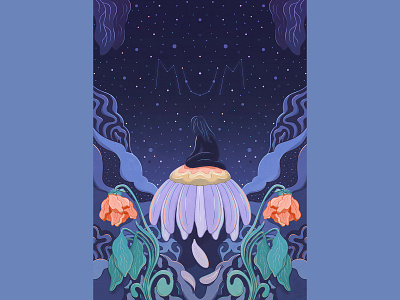 The Abyss abyss emotion flowers illustrated scene illustration illustrator lively scout mum nostalgia procreate psychedelic sky stars