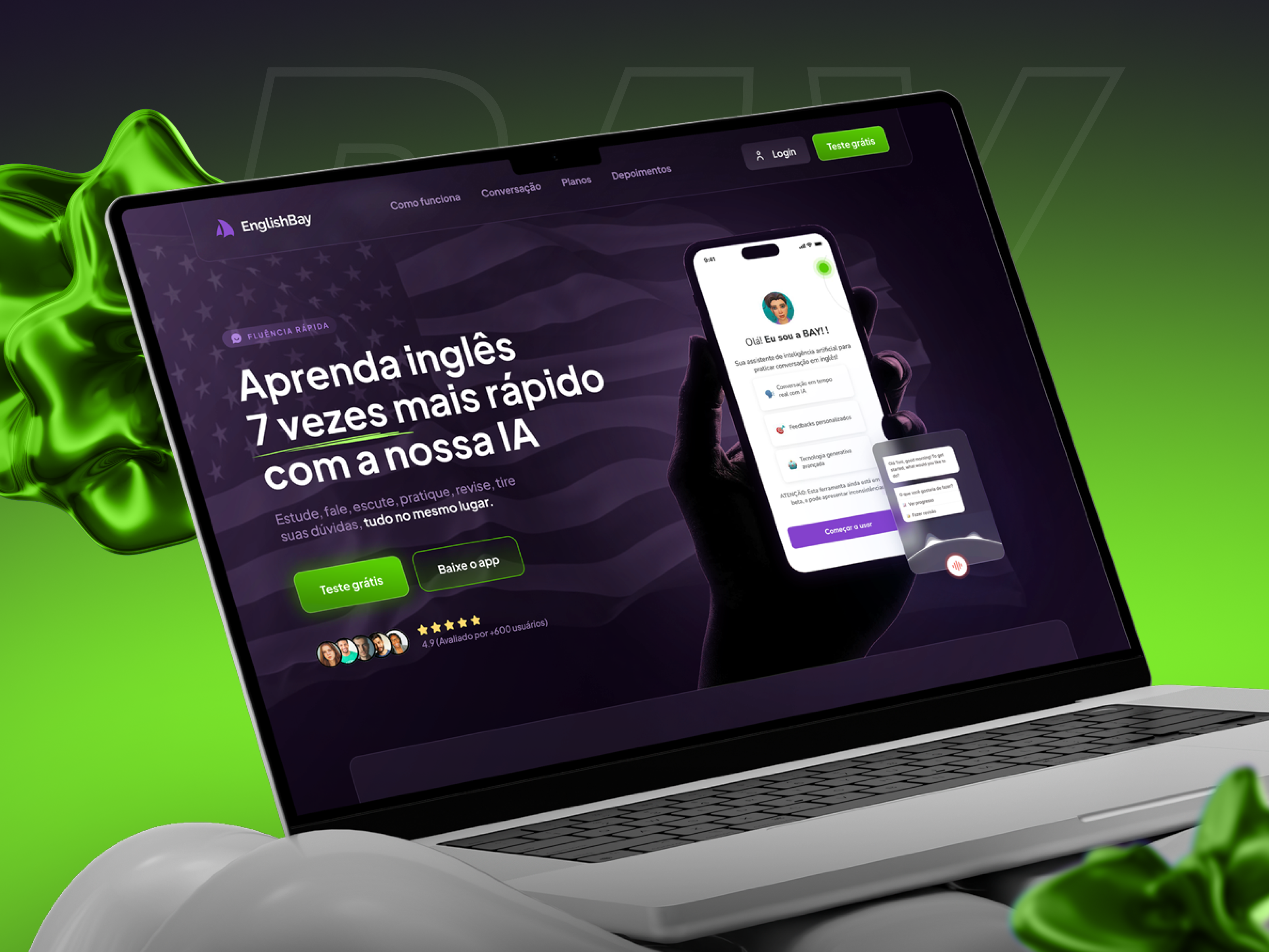 EnglishBay Landing Page app app landing page classroom course education english landing page language learning school ui design user interface webdesign website