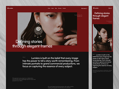 Lumière - Photography Studio Website creative studio landing editorial elegant landing page lumière luxury design photography photography website portfolio website responsive swiss