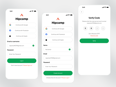 Login,Create & Verify Screens UI app app desgin create account input field ios login login form login page mobile mobile app onboarding register sign in sign up splash screen ui ui design ux design verify walking app