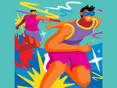 Relay athlete baton illustration man race relay run sports