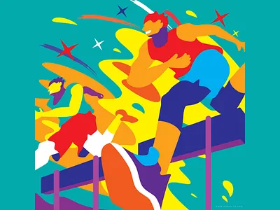 Hurdling Race athelete hurdle illustration man race run sports vector