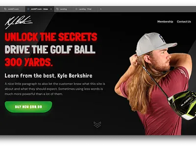 Kyle Berkshire , golf long drive button email capture golf kyle berkshire landing page longdrive ui ux