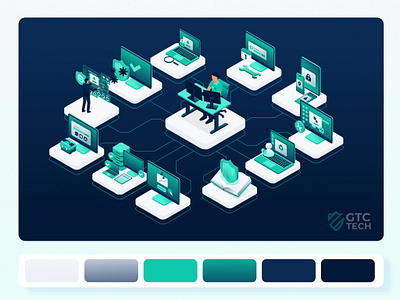 Illustration for Digital Security Platform branding colorful cyber design graphic design illustration isometric logo security ui ux vector