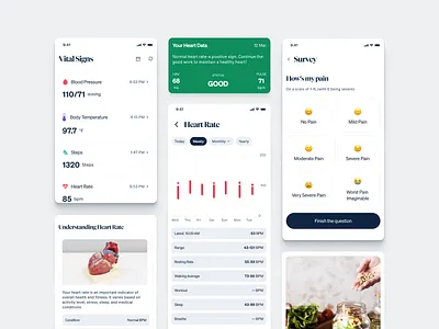 MiCare Path App Redesign. activity trackers app blood pressure app tracking bmi app health activity health app kit health app redesign health checkup micare path app redesign minimal health tracking app mobile design mobile health pain survey app product design utilizing measurements weight tracking app