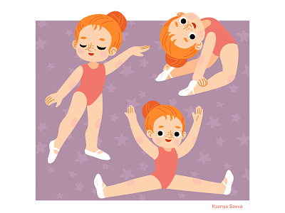 Cute Cartoon Gymnast Girl - 3 Character Poses activity adobe illustrator cartoon character character design children for kids girl gymnast illustration poses rhythmic gymnastic school sport vector