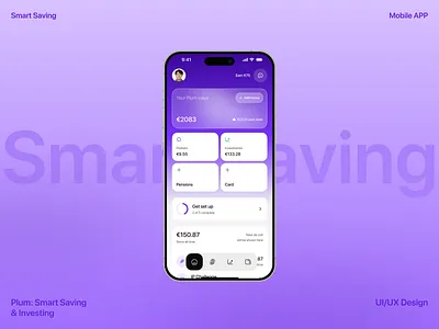 Smart Saving & Investing App UI/UX app design app ui behavioral finance finance app fintech design mobile app mobile design product design smart investing ux ui wealth tech