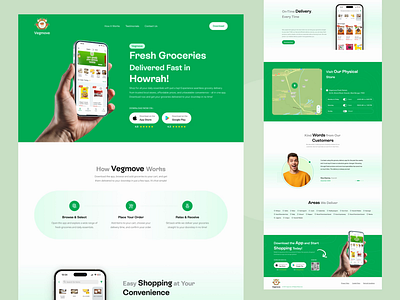 Vegmove – Grocery Delivery Solution branding design figma design grocery app grocery website landing page ui design vegmove website website design