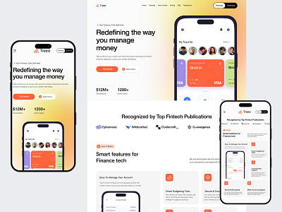 Treza - Mobile Wallet Website banking landing page saas website