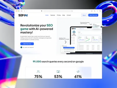 AI-Powered SEO product ai aidata aiseo blue bluecolor conversion landing landingpage mockup seo