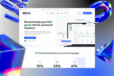 AI-Powered SEO product ai aidata aiseo blue bluecolor conversion landing landingpage mockup seo