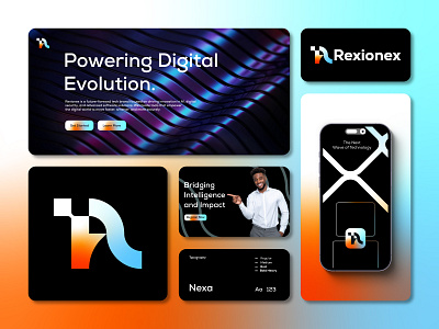 Rexionex logo branding. r letter mark, technology, tech brand identity branding business logo company logo design graphic design identity letter mark lettering r letter logo r logo startup tech logo technology logo