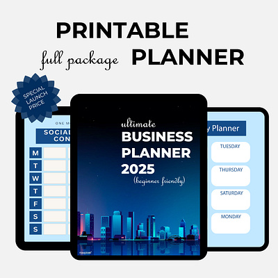BUSINESS PLANNER 2025 branding business planner content calendar digital product graphic design planner sales tracker