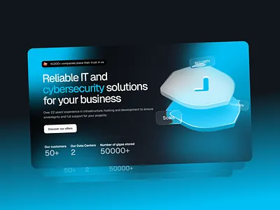 Hero section for IT Company from France 3d blur cleandesign dark gradient hero illustration it landingpage liquidglass uiux webdesign