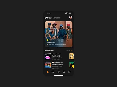 Event booking UI concept (Dark Mode) app branding design product design ui uiux ux
