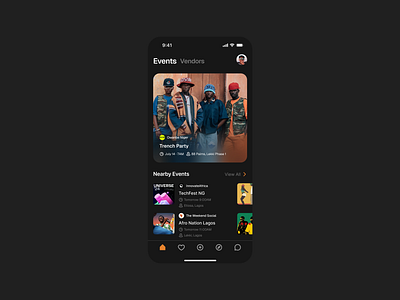Event booking UI concept (Dark Mode) app branding design product design ui uiux ux