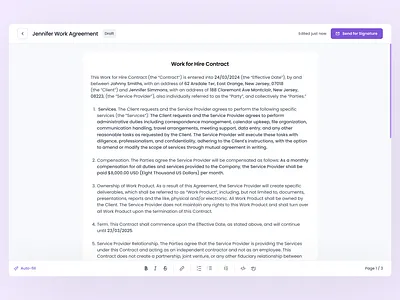 Sign Contract UI app design contracts dailyui design docusign figma modern product deisgn purple signature ui ui design ui ux design ux web pp