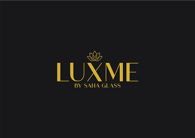 Luxme by Saha Glass Logo Design 2025 creative logo glass logo golden logo luxme glass logo luxme log luxme saha logo luxury logo matt gold loog mizzeo digital