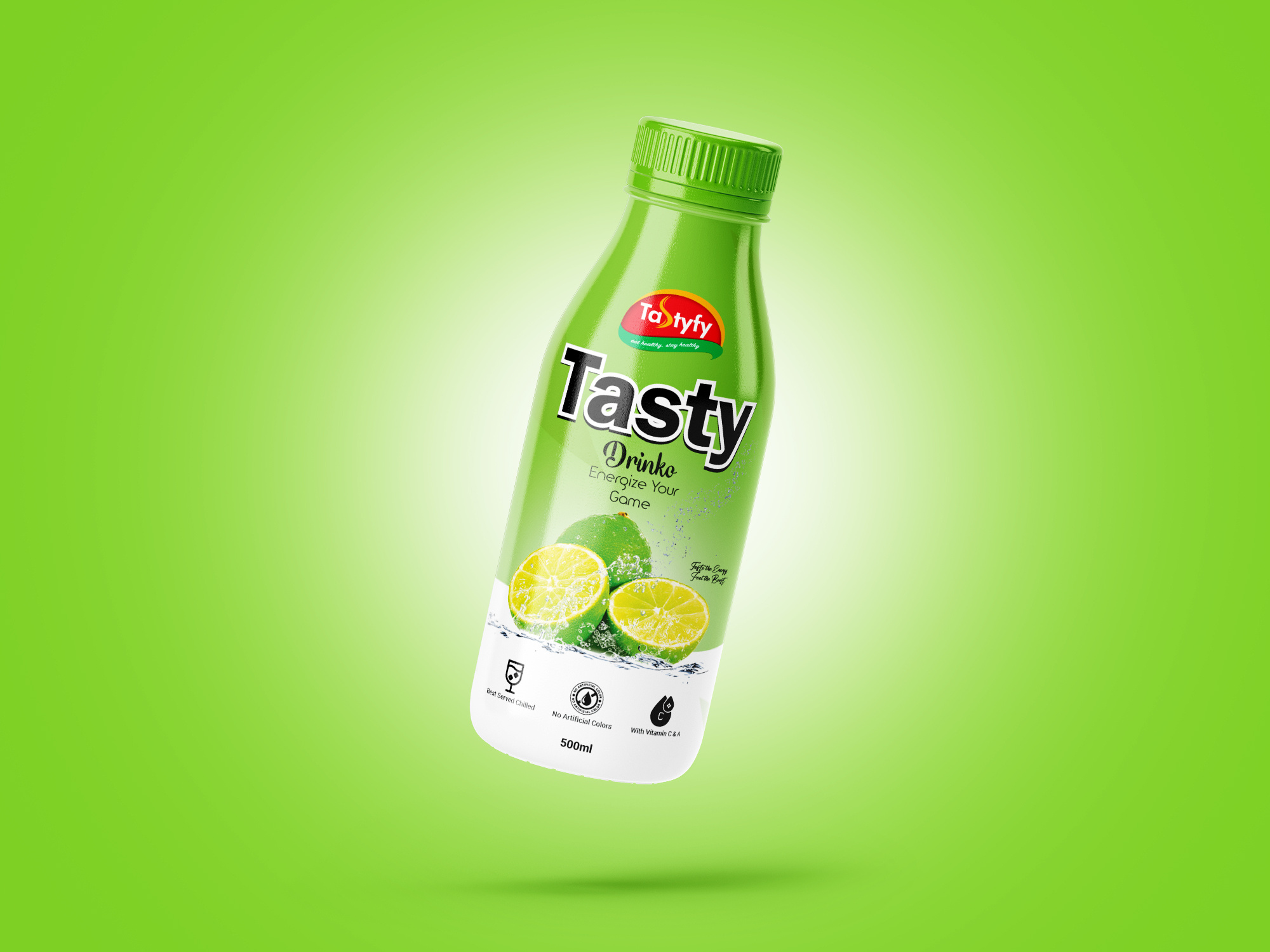 Lemon drink bottle label design soda can