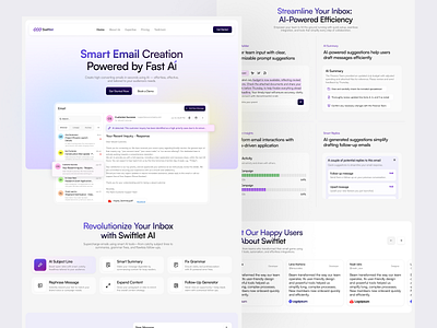 Swiflet- AI Email Writer ai assistance ai email ai writer design email email writer landing page saas saas website spell checker web web design website