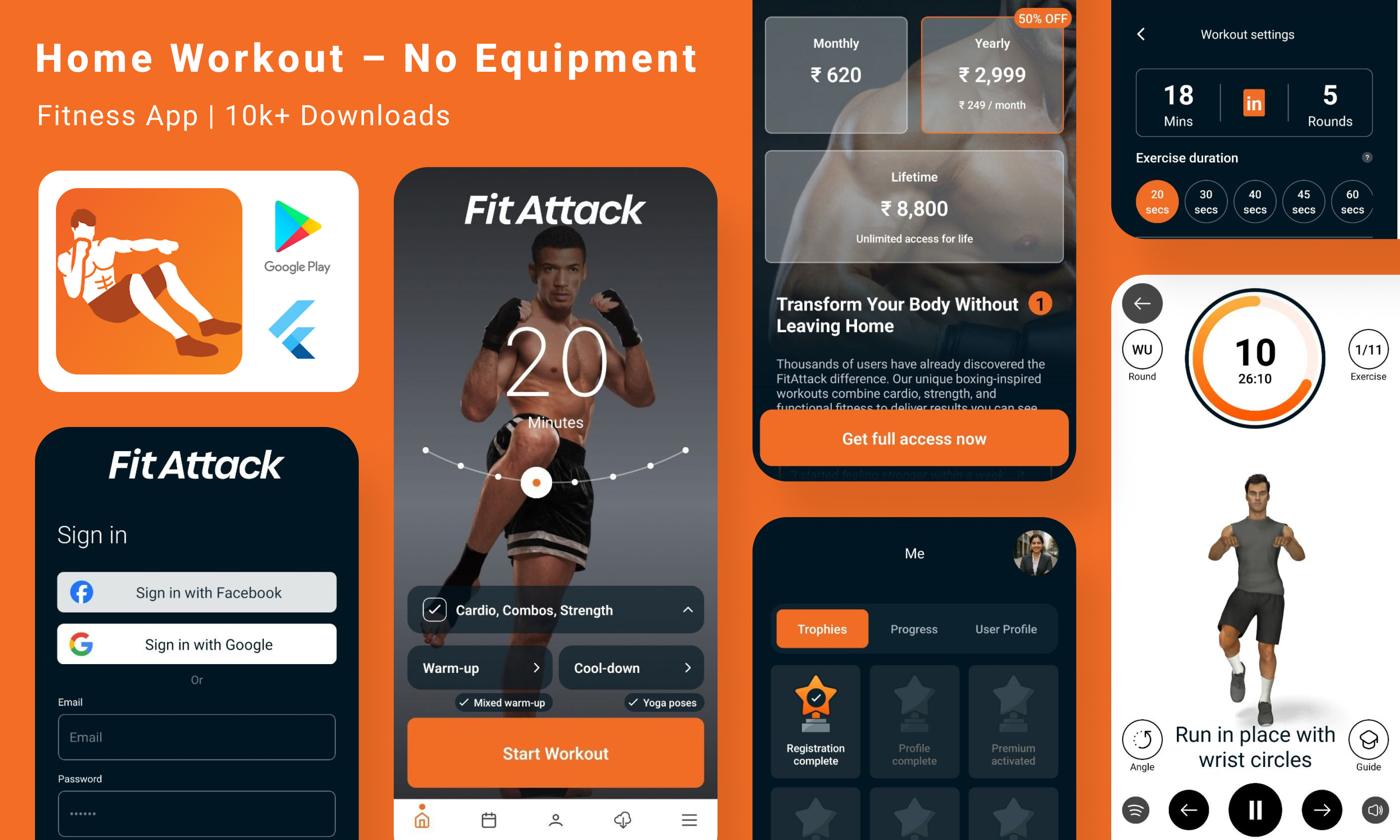 Home Workout – No Equipment android app development app app development app ui branding design flutter graphic design ui ui design ui ux design ux design