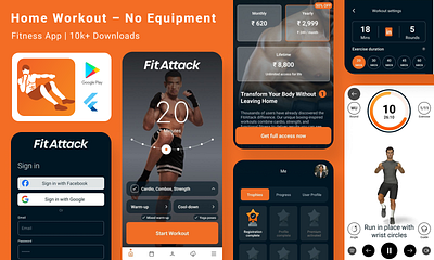 Home Workout – No Equipment android app development app app development app ui branding design flutter graphic design ui ui design ui ux design ux design