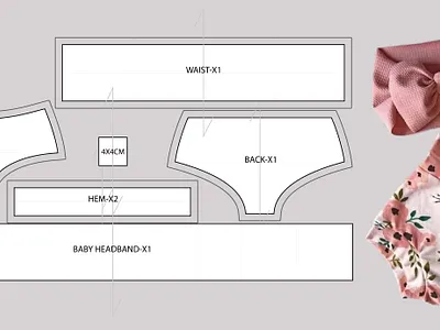 Baby Shorts & Headband Sewing Pattern Set 3d 3dmockup branding design fashion illustration fashiondesign fashionillustration illustration tech pack ui