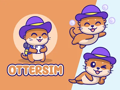 Logo Mascot - Ottersim branding character cute design graphic design illustration kawaii logo mascot vector