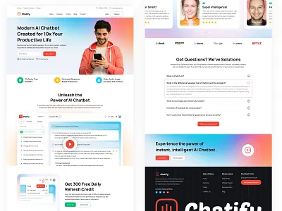 Modern AI Chatbot AI Agent SaaS Landing Page ai ai agent ai automation software ai design ai landing page ai powered artificial intelligence chat generative ai landing page messaging ai product design saas saas landing page saas ui ui ui design ui landing page ui ux design web design