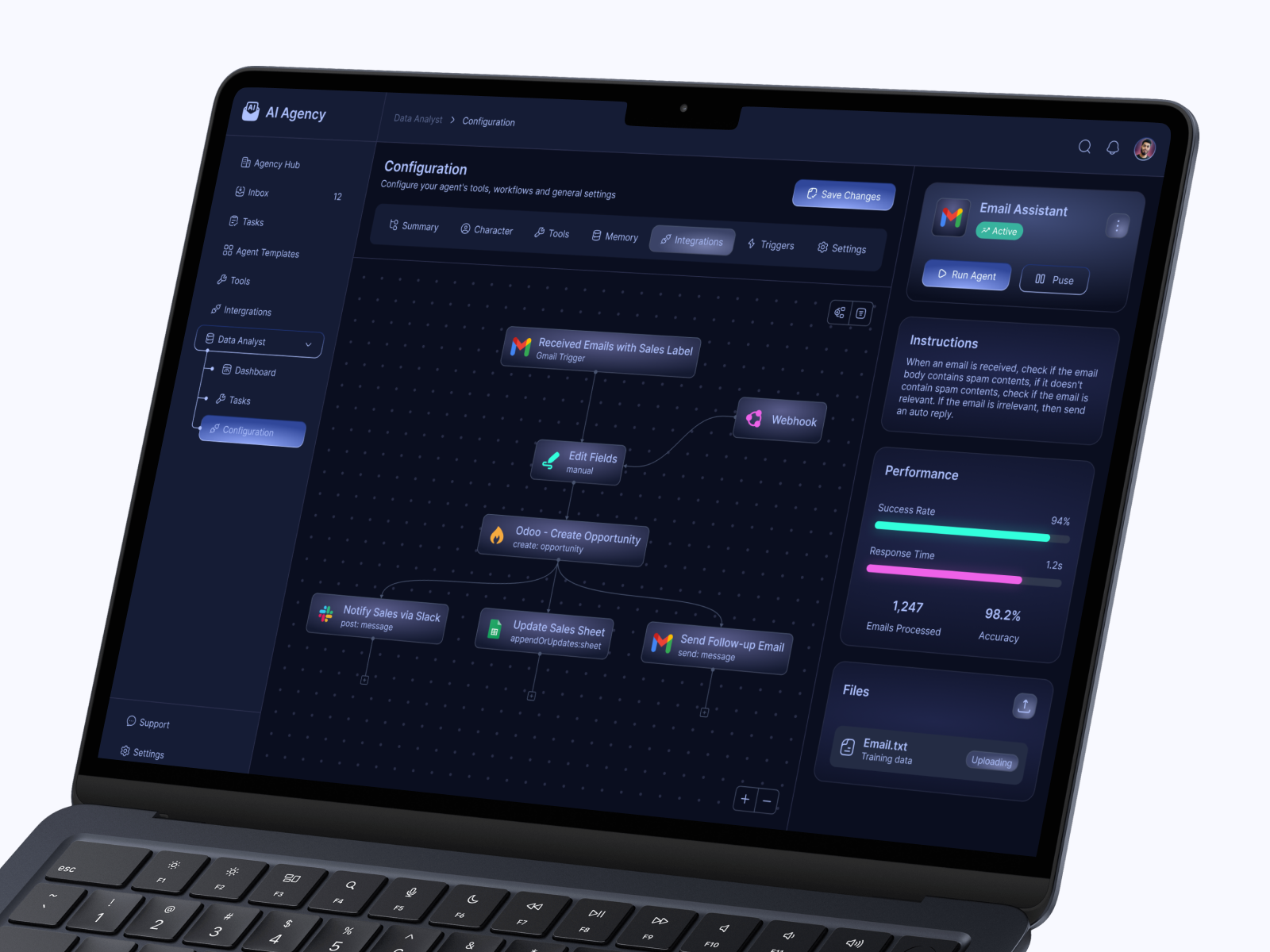 AI Workflow Automation Tool – UI Design productivity tool ui
