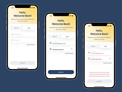 Modern Login Screen apploginui cleanui errorstateui figmadesign formvalidation iosloginui loginerrorscreen loginform loginscreen mobileappdesign mobileappui modernui uidesign uiux userinterface