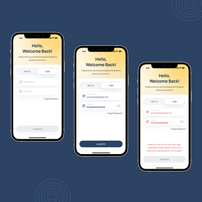 Modern Login Screen apploginui cleanui errorstateui figmadesign formvalidation iosloginui loginerrorscreen loginform loginscreen mobileappdesign mobileappui modernui uidesign uiux userinterface
