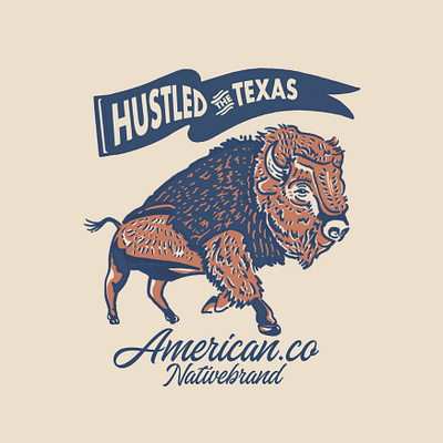 Hustled the Texas adobe illustrator american behance branding buffalo cow cowboy design donaldtrump drawing dribbble graphic design hustled illustration logo procreate texas usa