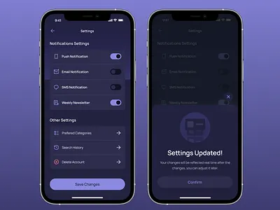 Modern Settings Screen UI appinterface branding cleanui darkmodeui design figmadesign minimalapp mobileappdesign mobileui modernui productdesign settingsscreen settingsui ui uiux uiuxdesigner userinterface uxdesign