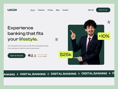 Modern Banking Website Hero Section — UI Design branding designer developer graphic design logo motion graphics ui ui ux webflow