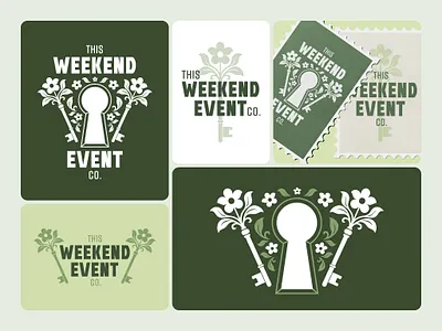 Event Planning - Logo & Branding Concept brand branding event event planning flat design flat illustration floral floral pattern graphic design green illustration illustrator key lock and key retro sage vintage