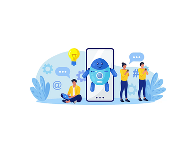 Robots with Artificial Intelligence Answer Questions Animation adobe after effect ai technology animation animation after effects gif animation illustration illustration animation lottie lottiefiles
