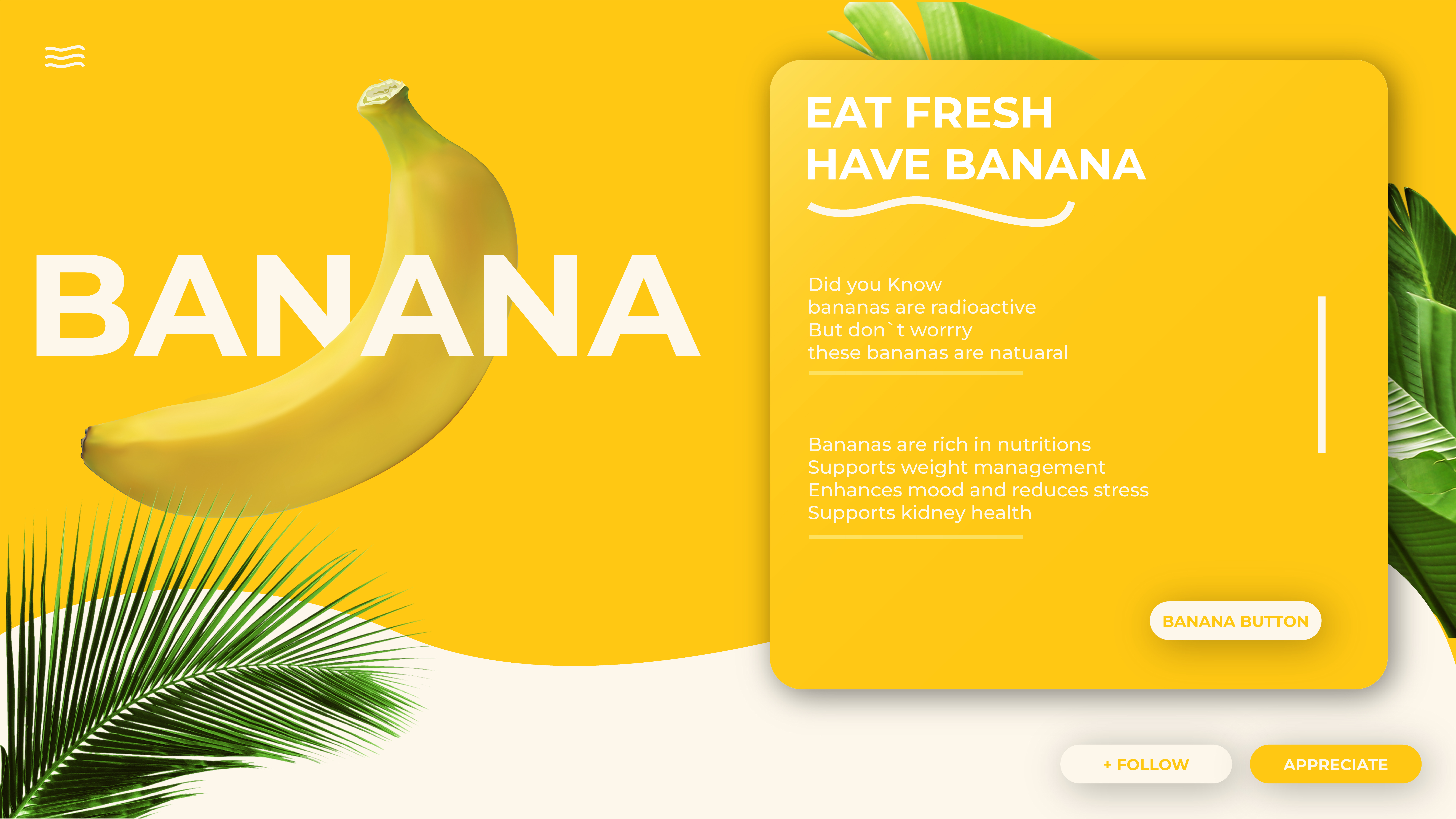 Banana design ad adobe illustrator banana branding creativity custom design elegant graphic design infographic logo minimal modern motion graphics product advertisement professional project ui unique