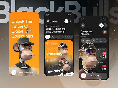 NFT market place mobile ui design app blockchain clean crypto cryptocurrency minimal mobile mobile app mobile design mobile ui modern nft nft design nft marketplace nft mobile nft mobile app nft mobile ui ui ui design ux