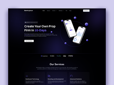 ZenPropTech - Prop Trading Platform Landing Page Design professional ui
